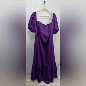 Rebdolls Purple Puff Sleeve Maxi Dress Flounce Hem Plus Size 2X Pockets TC0125